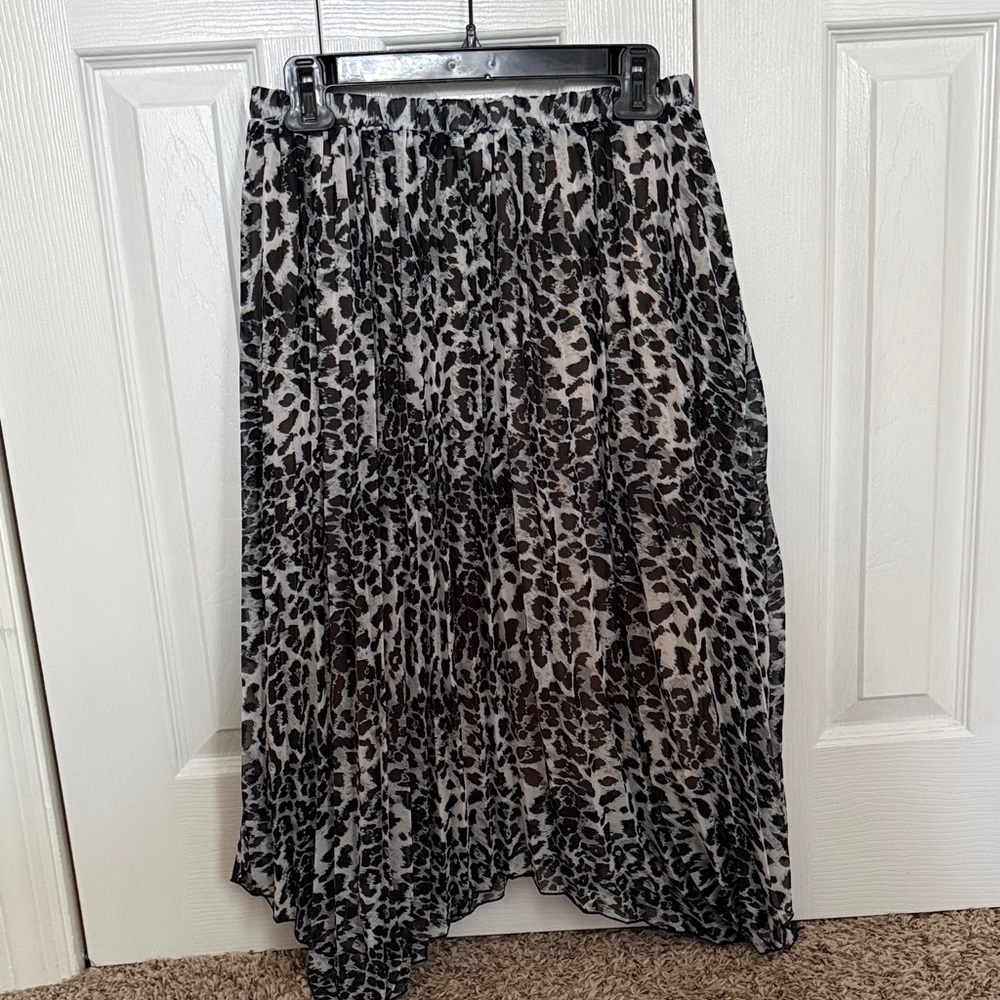 Adrianna Papell Asymmetrical Animal Print Skirt Sz S
